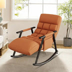 Fauteuil à bascule moderne classique en tissu rembourré avec poche de rangement