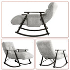Fauteuil à bascule moderne classique en tissu rembourré avec poche de rangement