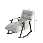 Fauteuil à bascule moderne classique en tissu rembourré avec poche de rangement