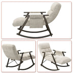 Fauteuil à bascule moderne classique en tissu rembourré avec poche de rangement