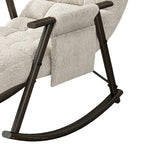 Fauteuil à bascule moderne classique en tissu rembourré avec poche de rangement