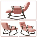 Fauteuil à bascule moderne classique en tissu rembourré avec poche de rangement