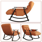 Fauteuil à bascule moderne classique en tissu rembourré avec poche de rangement