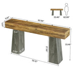 Table d'entrée de ferme, console de canapé en bois de 63 pouces de long