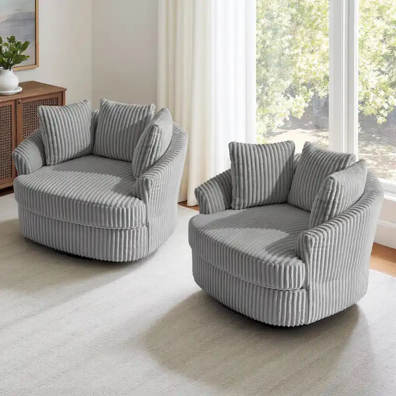 Fauteuil pivotant cylindrique déhoussable à accoudoirs encastrés - Lot de 2