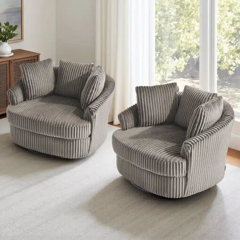 Fauteuil pivotant cylindrique déhoussable à accoudoirs encastrés - Lot de 2