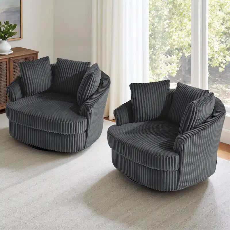 Fauteuil pivotant cylindrique déhoussable à accoudoirs encastrés - Lot de 2