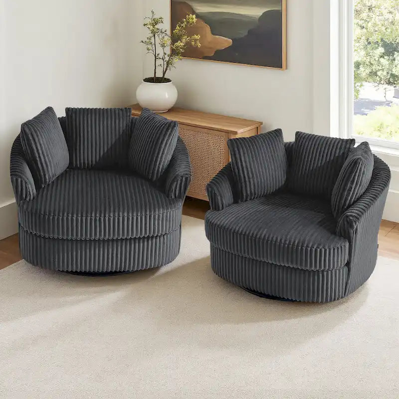 Fauteuil pivotant cylindrique déhoussable à accoudoirs encastrés - Lot de 2