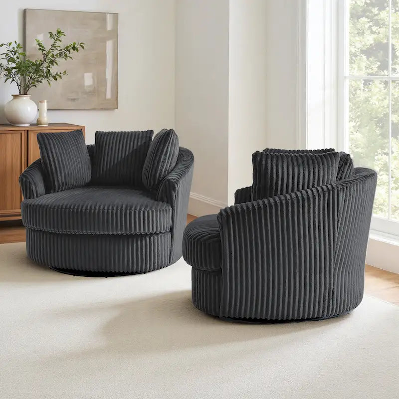 Fauteuil pivotant cylindrique déhoussable à accoudoirs encastrés - Lot de 2