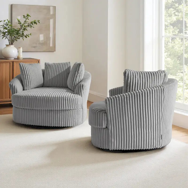 Fauteuil pivotant cylindrique déhoussable à accoudoirs encastrés - Lot de 2