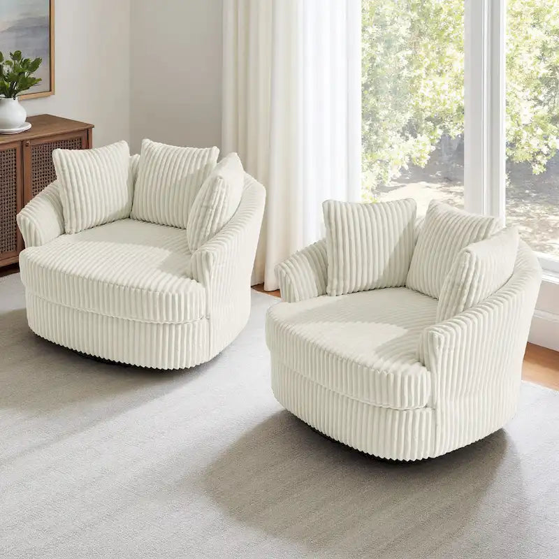 Fauteuil pivotant cylindrique déhoussable à accoudoirs encastrés - Lot de 2