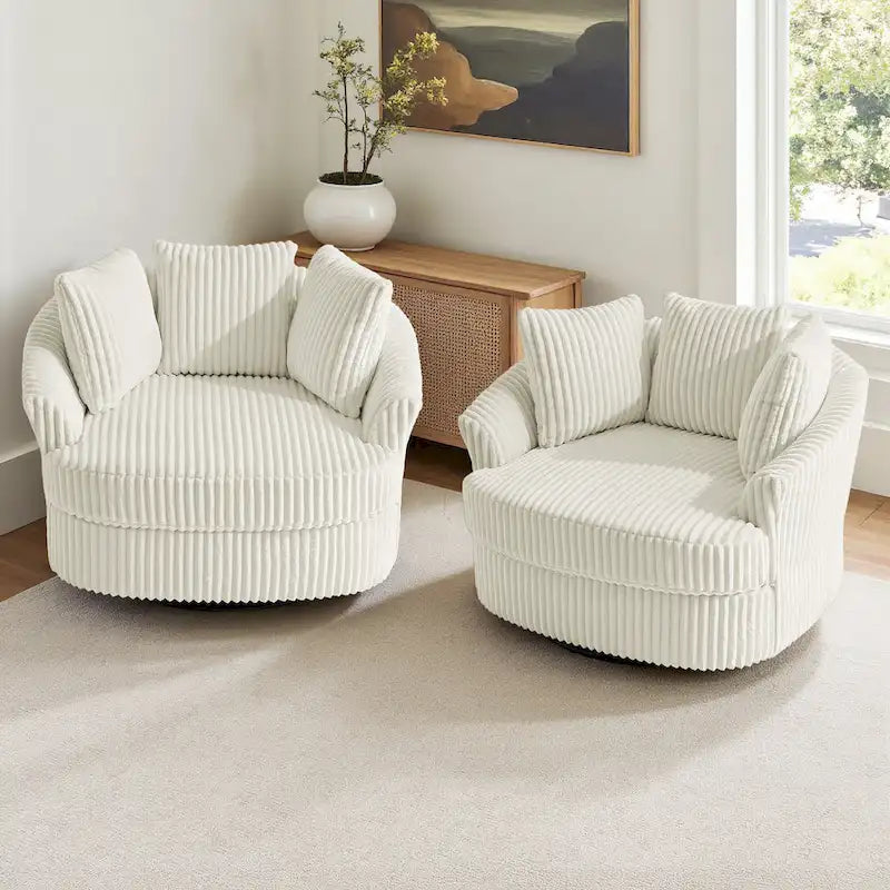 Fauteuil pivotant cylindrique déhoussable à accoudoirs encastrés - Lot de 2