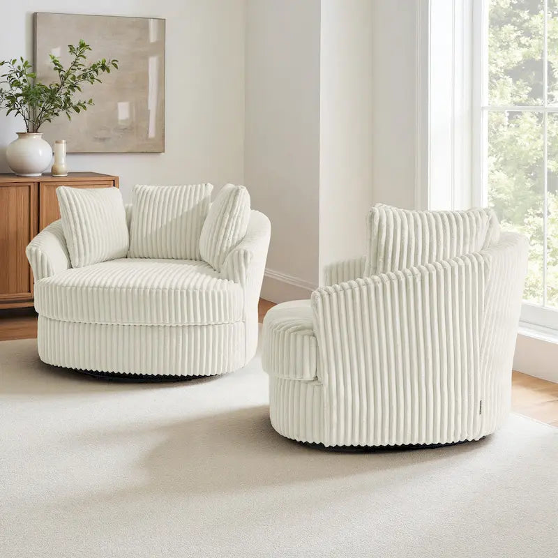 Fauteuil pivotant cylindrique déhoussable à accoudoirs encastrés - Lot de 2