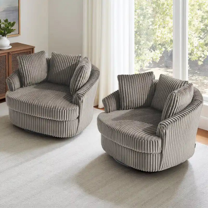 Fauteuil pivotant cylindrique déhoussable à accoudoirs encastrés - Lot de 2