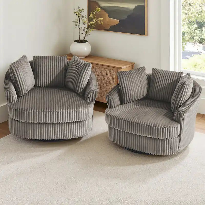 Fauteuil pivotant cylindrique déhoussable à accoudoirs encastrés - Lot de 2