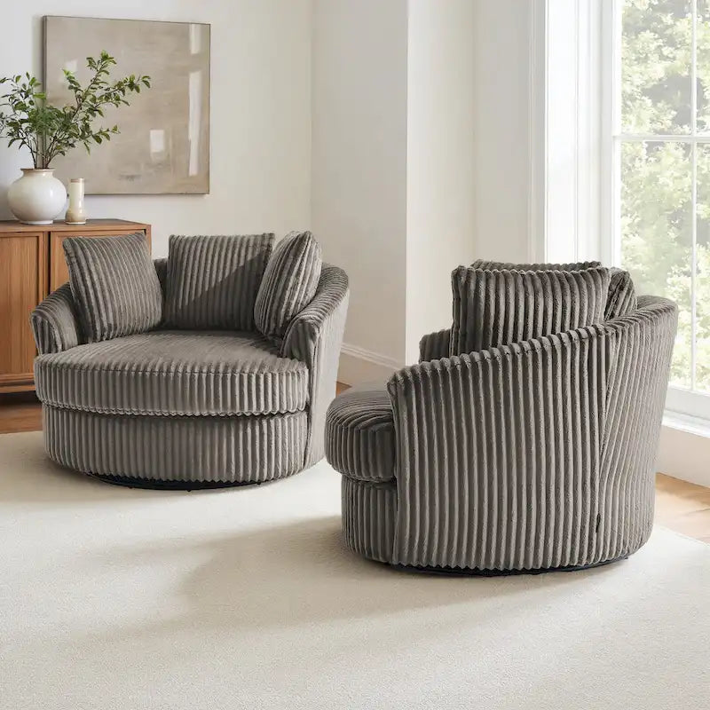 Fauteuil pivotant cylindrique déhoussable à accoudoirs encastrés - Lot de 2
