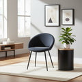 Laus Side Dining Chair Set of 2, Black Boucle, Sleek Black Metal Frame