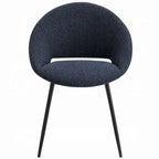 Lot de 2 chaises de salle à manger, bouclette noire, pieds en métal noir élégant