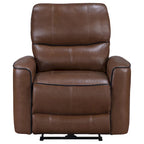 Fauteuil inclinable électrique, similicuir marron, port USB, coussins en mousse