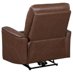Fauteuil inclinable électrique, similicuir marron, port USB, coussins en mousse