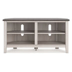 Meuble TV console, 4 étagères, gris, blanc rustique, 48 pouces