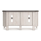 Meuble TV console, 4 étagères, gris, blanc rustique, 48 pouces