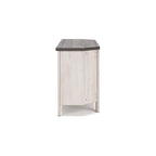 Meuble TV console, 4 étagères, gris, blanc rustique, 48 pouces