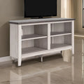 Meuble TV console, 4 étagères, gris, blanc rustique, 48 pouces