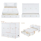 Lit escamotable Queen Size en bois avec module port USB et tiroir