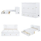 Lit escamotable Queen Size en bois avec module port USB et tiroir