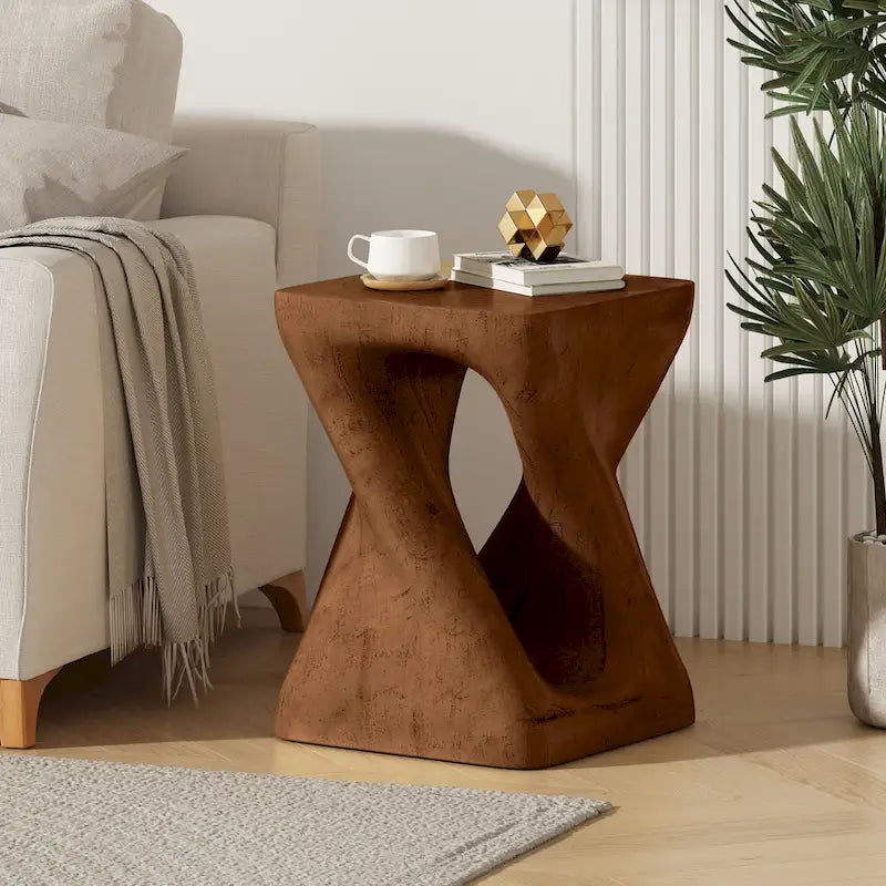 Table d'appoint Twist Shape, texture façon bois