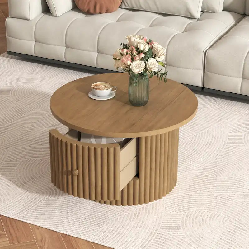 30.5   Table basse avec tiroir et piètement à lattes
