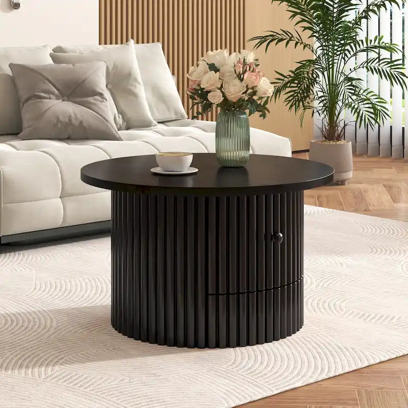 30.5   Table basse avec tiroir et piètement à lattes