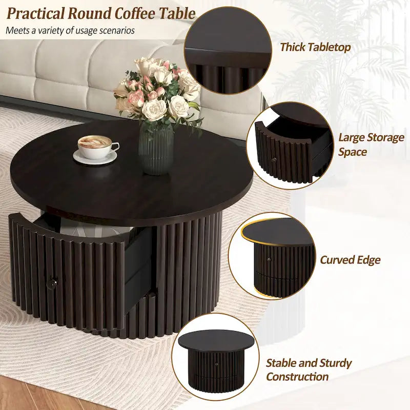 30.5   Table basse avec tiroir et piètement à lattes