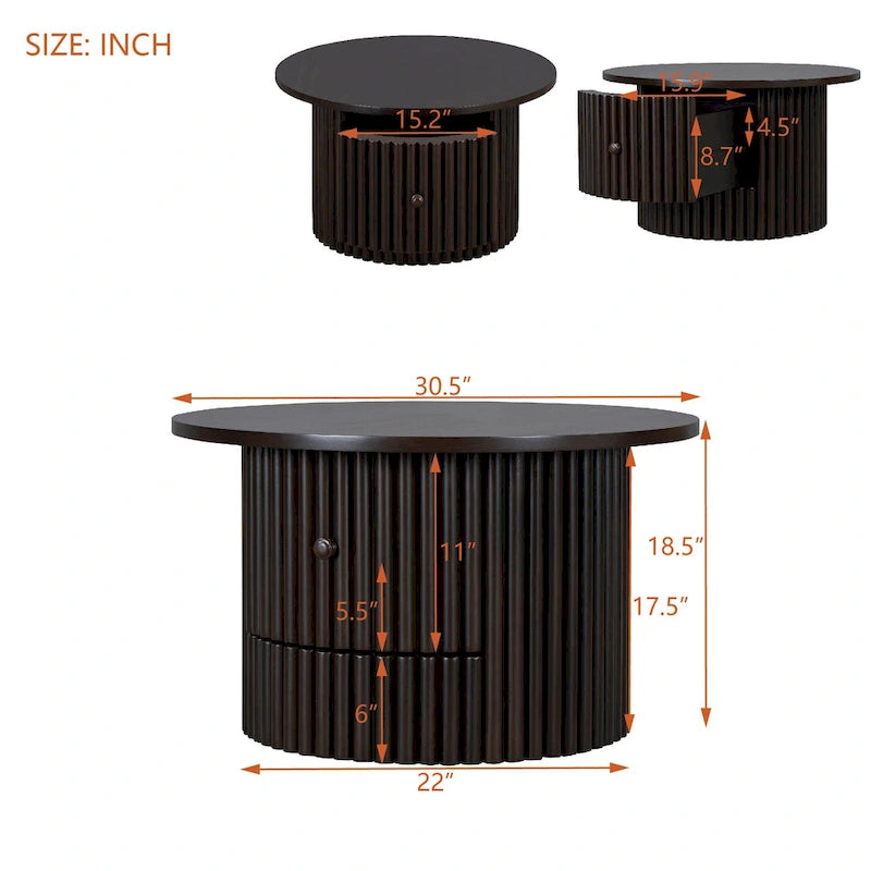 30.5   Table basse avec tiroir et piètement à lattes