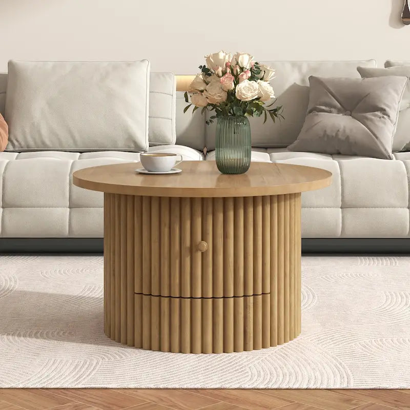30.5   Table basse avec tiroir et piètement à lattes