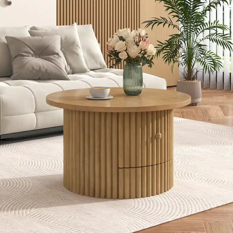 30.5   Table basse avec tiroir et piètement à lattes