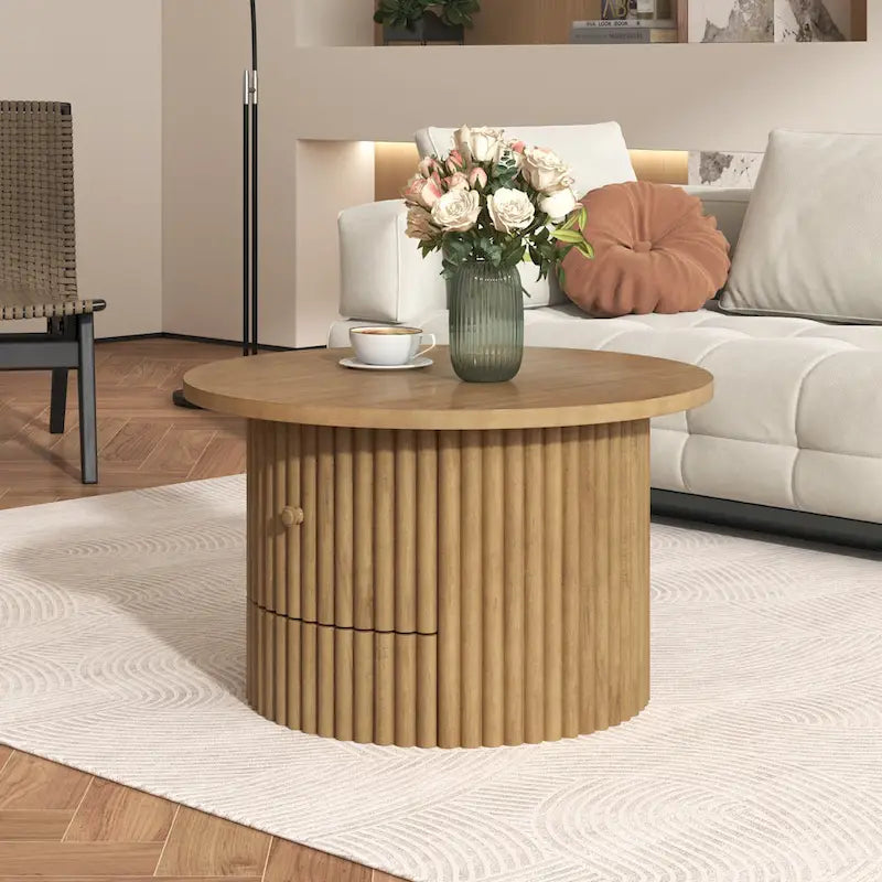 30.5   Table basse avec tiroir et piètement à lattes