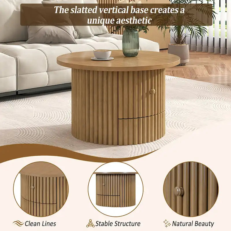 30.5   Table basse avec tiroir et piètement à lattes