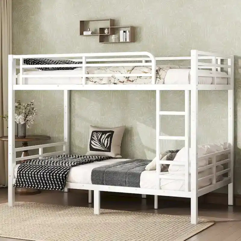 Lit superposé métallique Twin XL sur Twin XL pour adolescents et adultes, gain de place/réduction du bruit/pas besoin de sommier, blanc