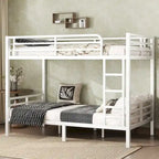 Lit superposé métallique Twin XL sur Twin XL pour adolescents et adultes, gain de place/réduction du bruit/pas besoin de sommier, blanc