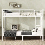 Lit superposé métallique Twin XL sur Twin XL pour adolescents et adultes, gain de place/réduction du bruit/pas besoin de sommier, blanc
