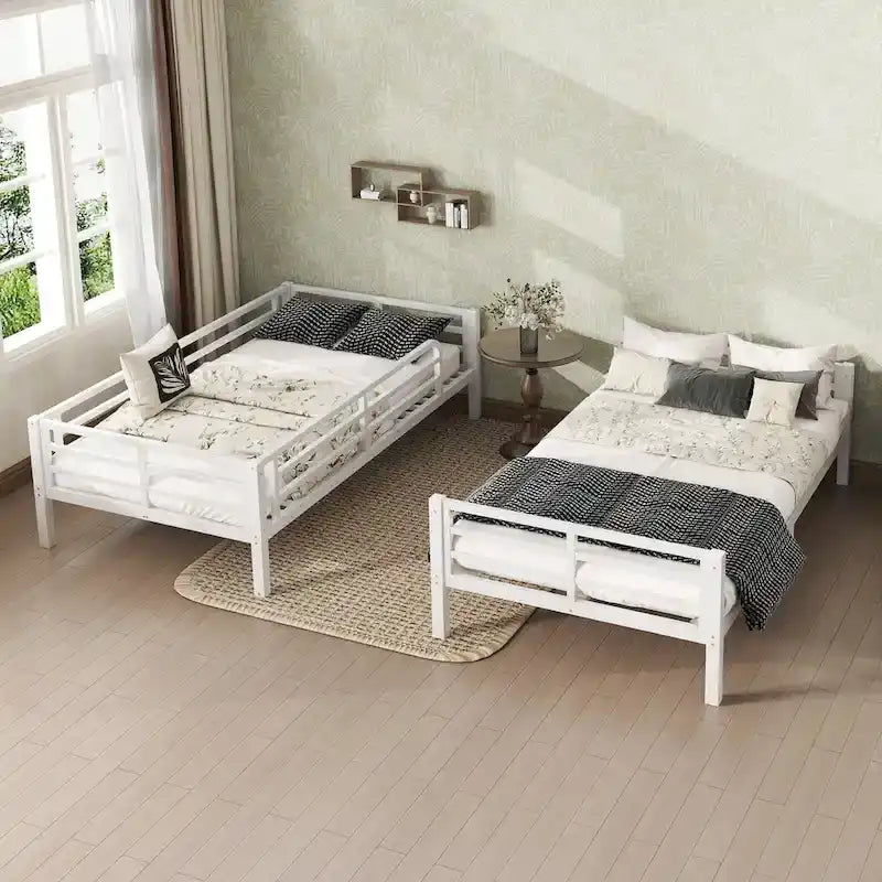 Lit superposé métallique Twin XL sur Twin XL pour adolescents et adultes, gain de place/réduction du bruit/pas besoin de sommier, blanc