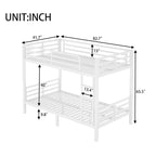 Lit superposé métallique Twin XL sur Twin XL pour adolescents et adultes, gain de place/réduction du bruit/pas besoin de sommier, blanc