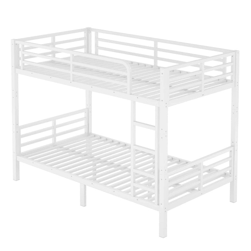 Lit superposé métallique Twin XL sur Twin XL pour adolescents et adultes, gain de place/réduction du bruit/pas besoin de sommier, blanc