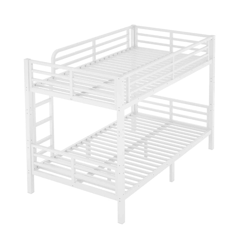 Lit superposé métallique Twin XL sur Twin XL pour adolescents et adultes, gain de place/réduction du bruit/pas besoin de sommier, blanc