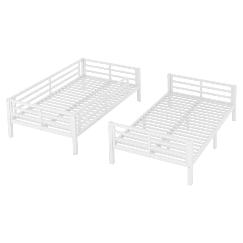 Lit superposé métallique Twin XL sur Twin XL pour adolescents et adultes, gain de place/réduction du bruit/pas besoin de sommier, blanc