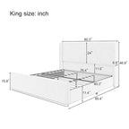 Lit king size en velours côtelé avec tête de lit capitonnée de 119 cm et cadre en métal/bois (sommier tapissier non requis)