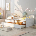 Lit de repos double en pin blanc avec tiroirs et lit gigogne