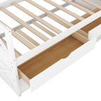 Lit de repos double en pin blanc avec tiroirs et lit gigogne